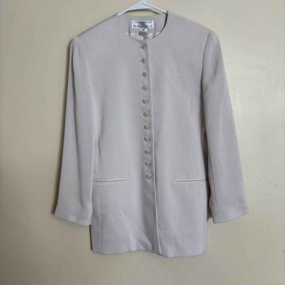 Vintage Rena Rowan For Saville Cream Blazer with Button Detail sz 12